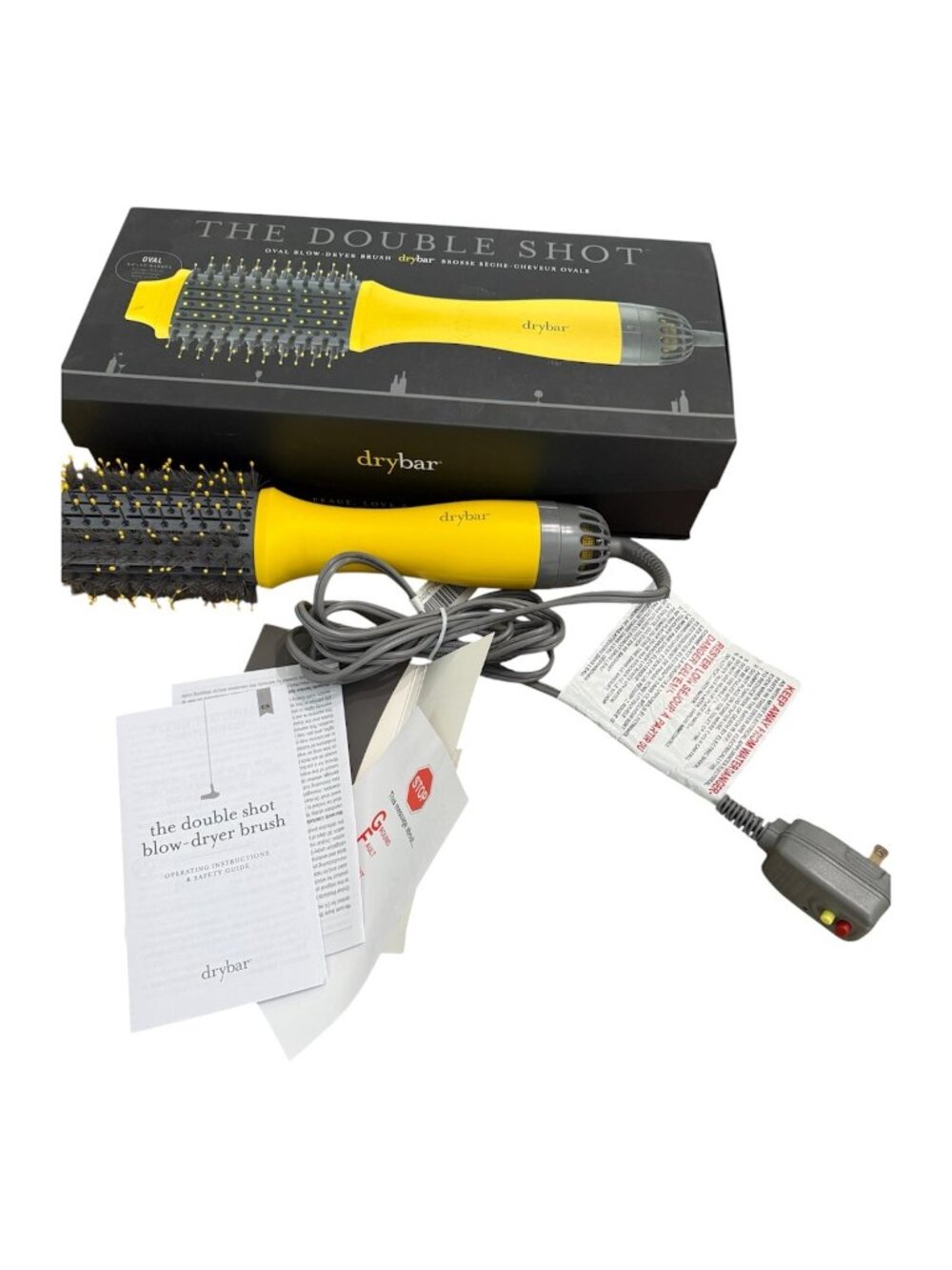 Drybar The Double Shot Oval Blow Dryer Hot Air Brush Yellow Style Volume Anti Fr